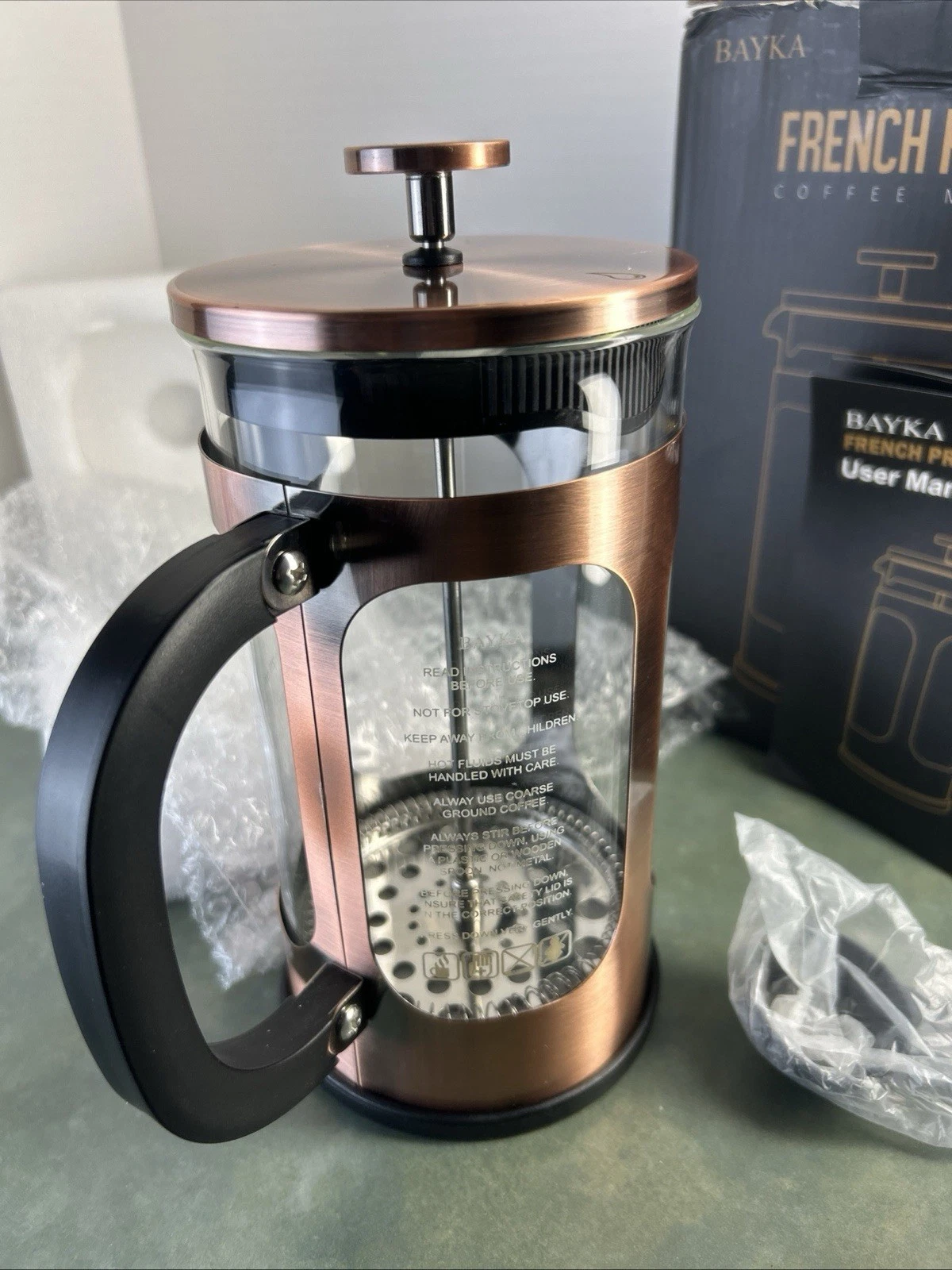 NEW BAYKA French Press Coffee Maker 34 oz, 304 Stainless Steel Glass & Copper
Opens in a new window