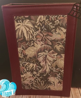 Vintage Bill Blass Burgundy Tapestry 3 Ring Binder Floral Foliage 3'' Spine Large