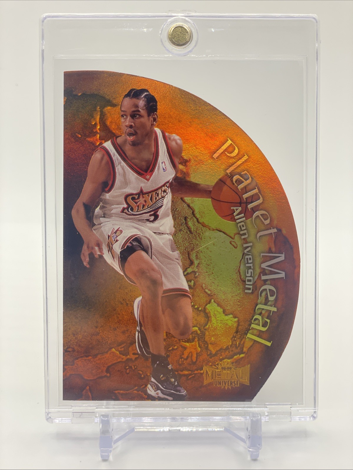 1998/99 Skybox Metal Universe ALLEN IVERSON “Planet Metal” HOLO DIE CUT 12 of 15