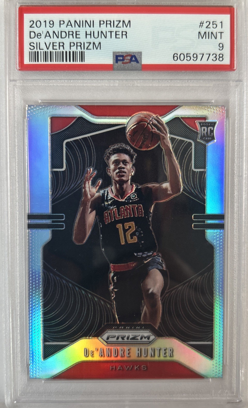 2019 Panini Prizm #251 De'Andre Hunter Silver Prizm PSA 9 Mint Rookie RC
