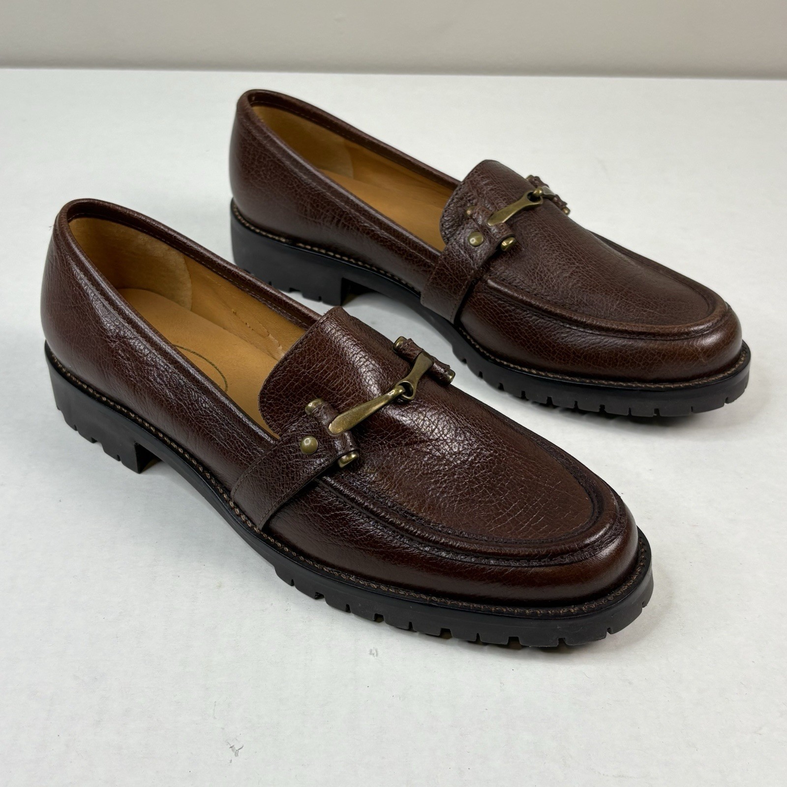 SAOLA Mocassini Talbots da donna taglia 6 5 W in pelle marrone suola a strappo larghi casual