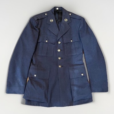 VTG 1950 US Air Force Jacket Mens 38L Blue 84 Button Uniform Dress Coat Wool (B)