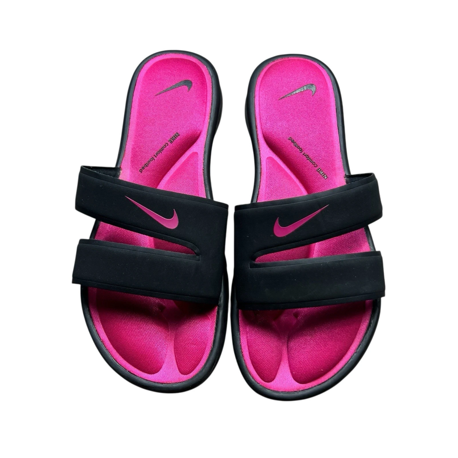 Sandali Nike ultra comodi con cinturino rosa caldo e nero taglia 8