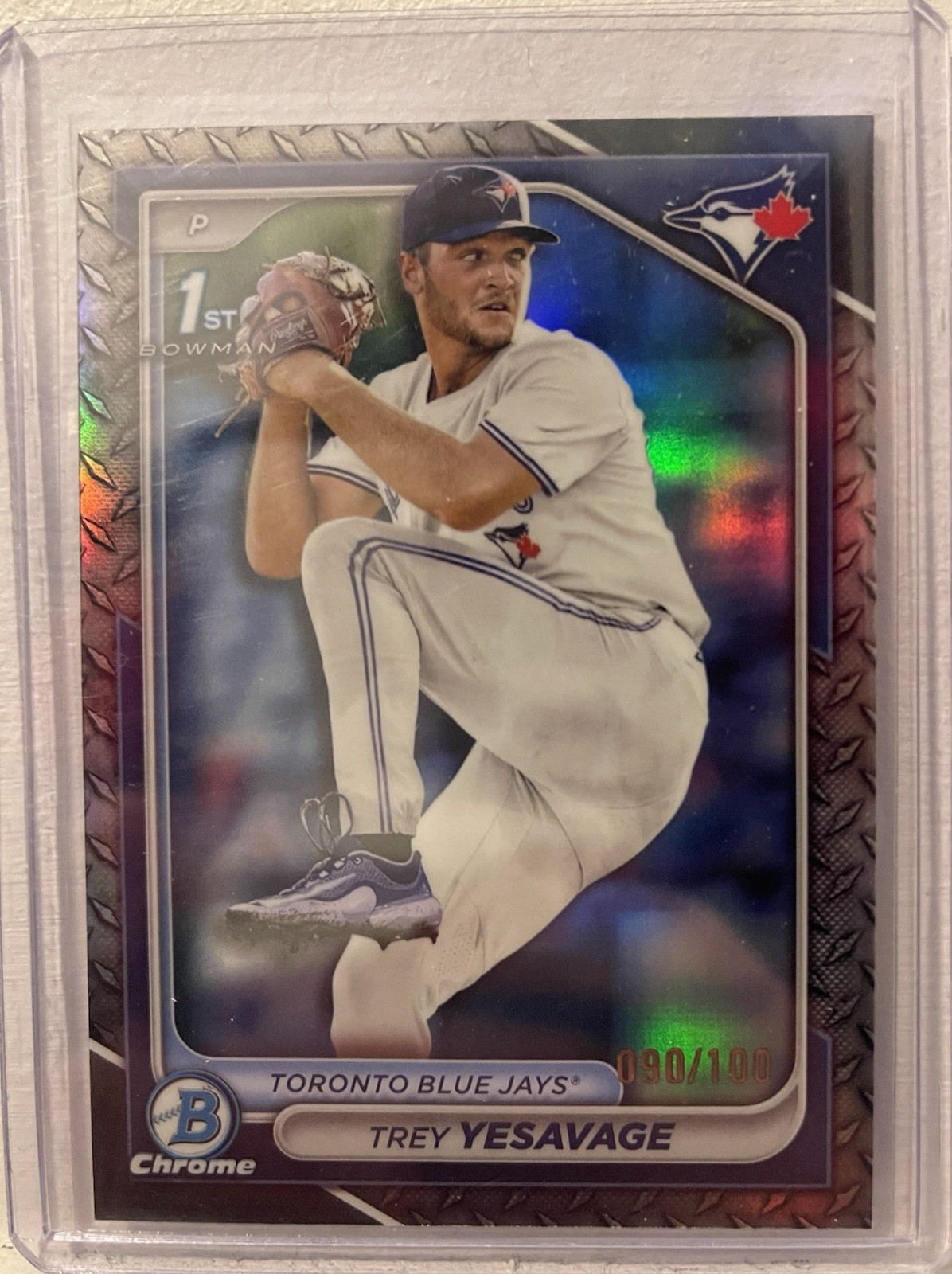 TREY YESAVAGE 2024 Bowman Chrome Steel Metal Refractor 1st RC /100 #BDC-92