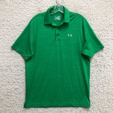 Under Armour Polo Shirt Medium Adult Green Loose Heatgear Short Sleeve Golf Mens
