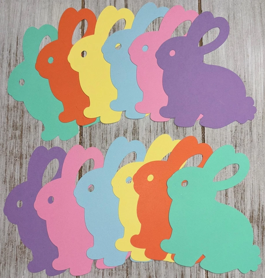 30 Bright Bunny Recortes Confeti Pascua Vacaciones Artesanías Troqueladas Formas de Papel Foto 2 de 2