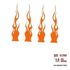 4PCS Car Flame Reflective Sticker, Racing Sports Flame Style Waterproof Orange