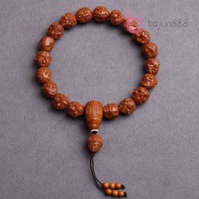 12mm Natural Walnut Handcarved Eighteen Arhat Hand String Amulet Bracelet 