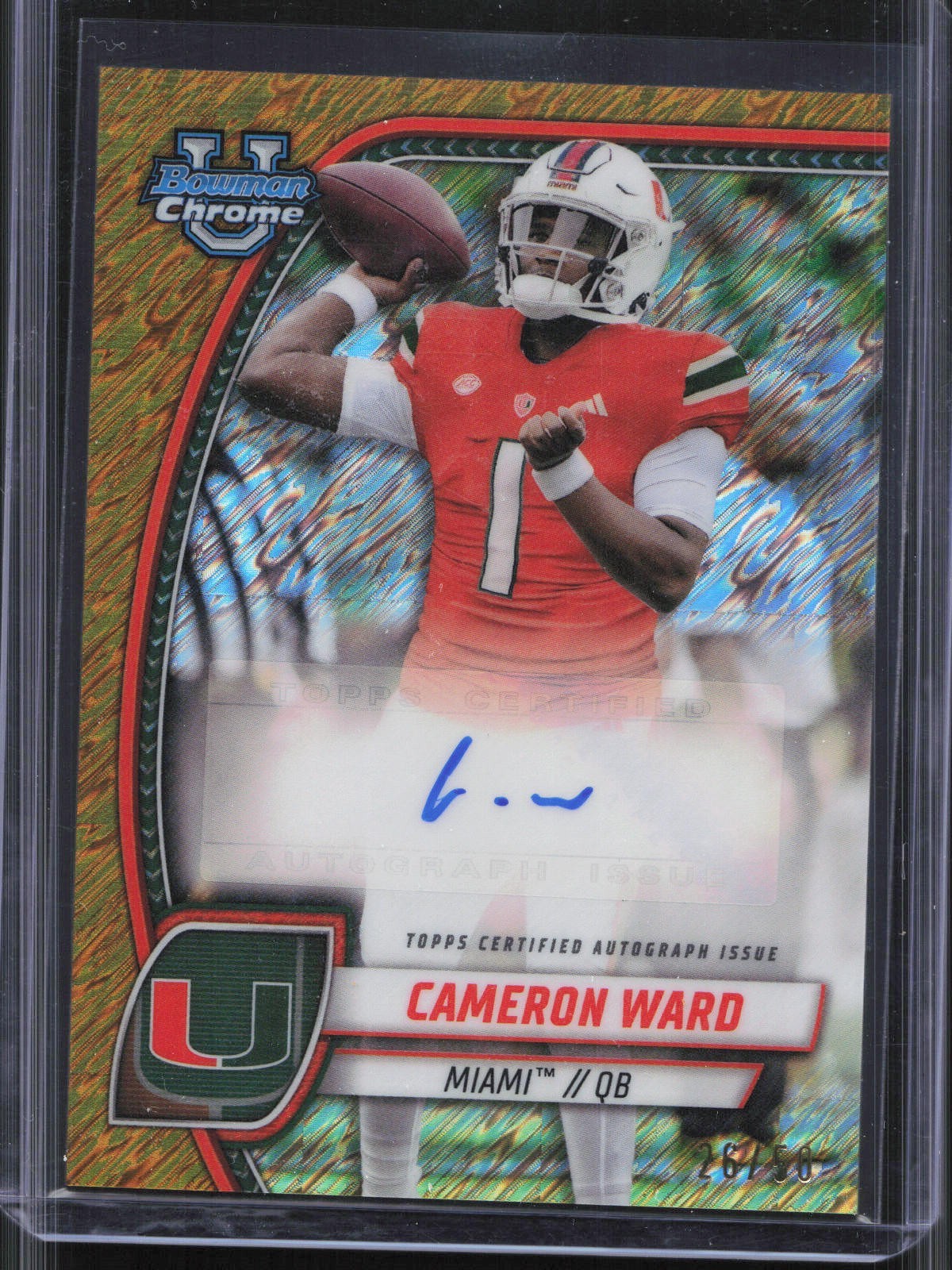 2024 Bowman Chrome U Cameron Ward Gold Shimmer Refractor Auto /50 Miami