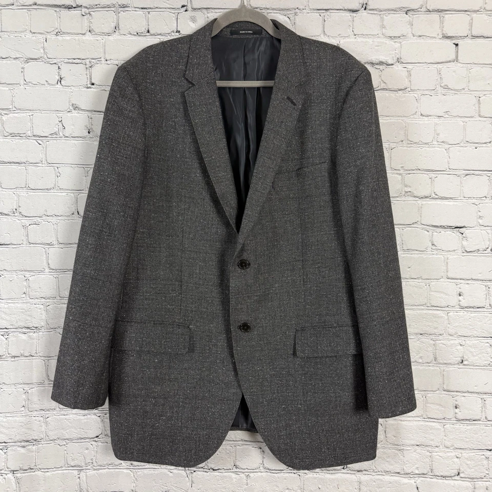 Abrigo Blazer Chaqueta Club Monaco Para Hombres 44R Grant Fit Deportivo Lana Seda Gris Carbón Foto 2 de 4
