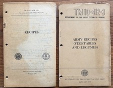 Vintage 1950 Army Recipes Book War Department TM 10-412 - TM 10-412-3 Ve...