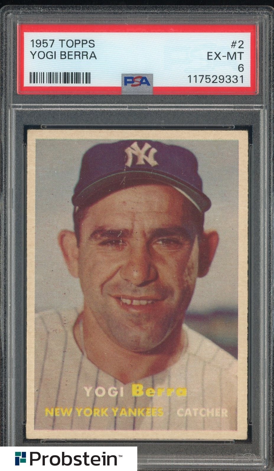 1957 Topps #2 Yogi Berra Yankees HOF PSA 6 EX-MT