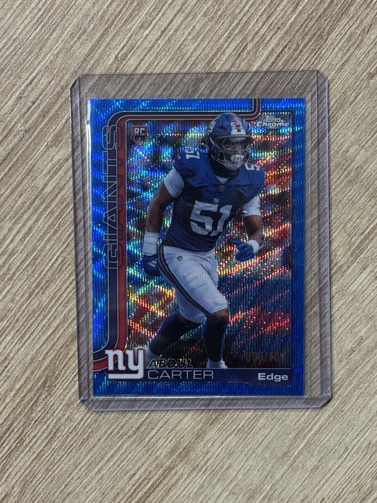 2025 Topps Chrome Abdul Carter Blue Wave Refractor RC /150 New York Giants #350