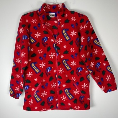 LL Bean Red Winter Fleece Vintage Kids Large