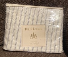 Ralph Lauren King Sábana Plana Caña de Azúcar St Negro/Crema 100% Algodón Nuevo en Paquete