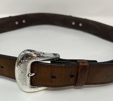 Women s Ariat Belt Size 38 Brown Rhinestones Silver Tone Studs Western Embossed