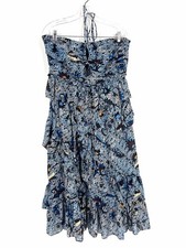 Ulla Johnson Size 10 Bl/Wh/Br Print Ruffle Designer Dress
