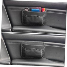 Small Car Seat Side Pocket Organizer, Reusable Adhesive Car Storage Bag Black