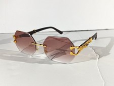 Luxury Rimless Sunglasses Women's Brown Tint