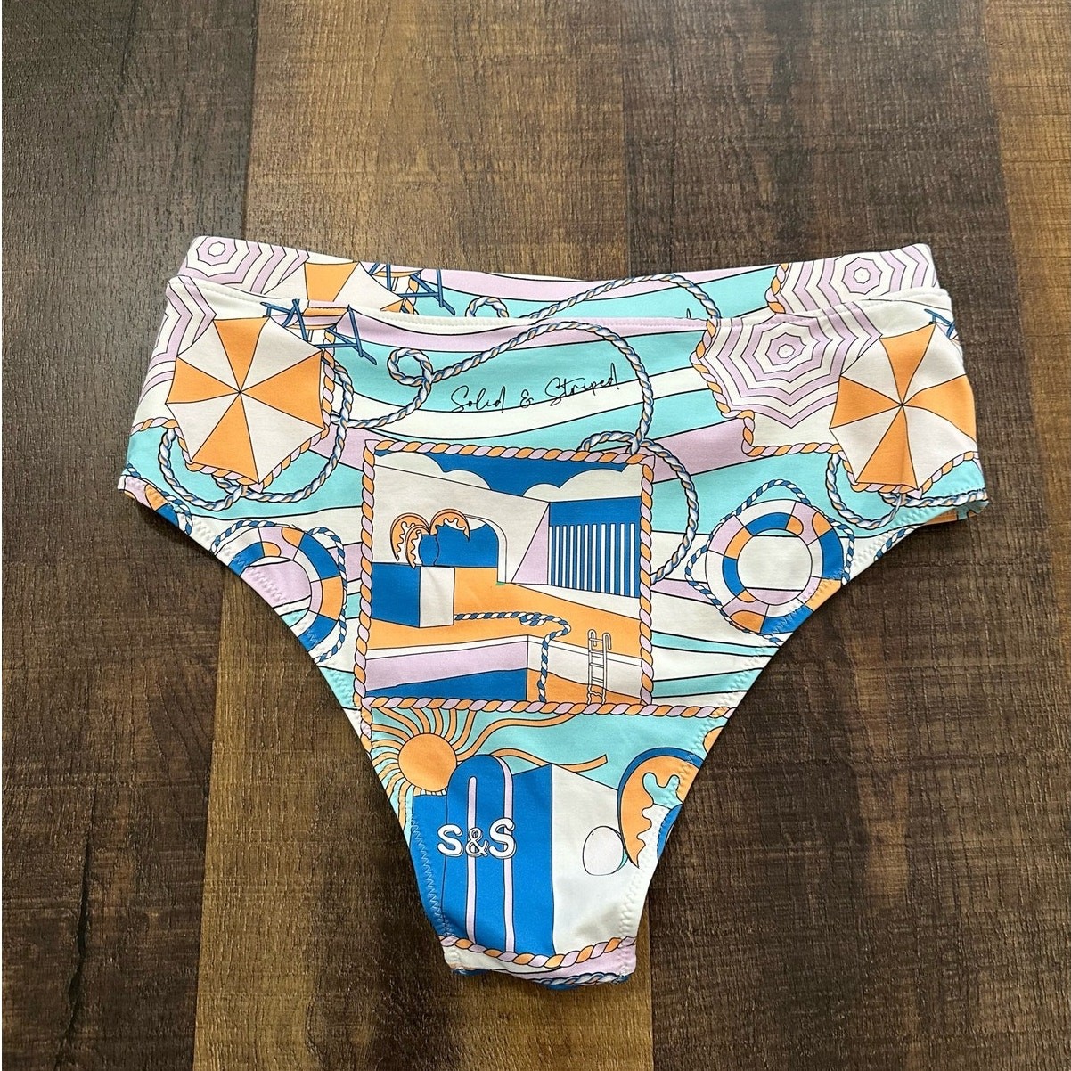 Solid & Striped Bikini Bottoms Medium Nautical Pr… - image 5