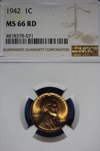 1942 NGC 1C MS66RD LINCOLN WHEAT CENT #B51266