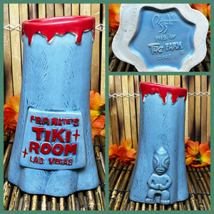 Frankie's Tiki Room Bombora Blast Mug Grey Tiki Farm Macus Pizzuti with Swizzle