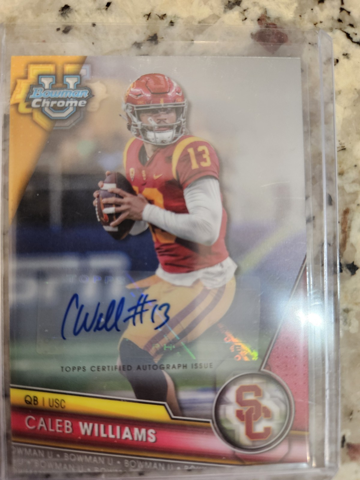 2023 Bowman University Chrome Caleb Williams Prospect Auto #1 Trojans
