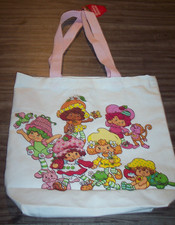 VINTAGE STYLE STRAWBERRY SHORTCAKE BERRY CUTE 14" x 14" FABRIC TOTE BAG NEW