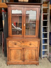Large antique Victorian secretaire bookcase mahogany with elegant interior