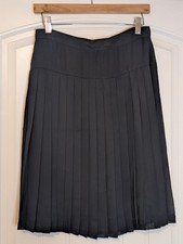Vintage Black Pleated Knee Length Skirt