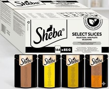 144 x 85g Sheba Select Slices Adult Wet Cat Food Pouches Mixed Poultry in Gravy 5.68 per kilo