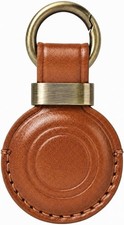 1 Pack Leather Holder Keychain for AirTag Protective Case Cover with Secure Snap