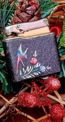 Seltenes Damen Vintage COLIBRI Monogas ''Kolibri'' Feuerzeug in Emaille .funktioniert 