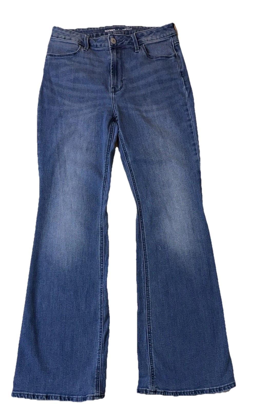 Old Navy Women's High-Rise Flare Jeans Blue Stretch Denim Medium Wash 6