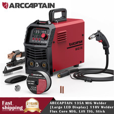 ARCCAPTAIN 135A MIG Welder Large LED Display Welder Flux Core MIG Lift TIG Stick