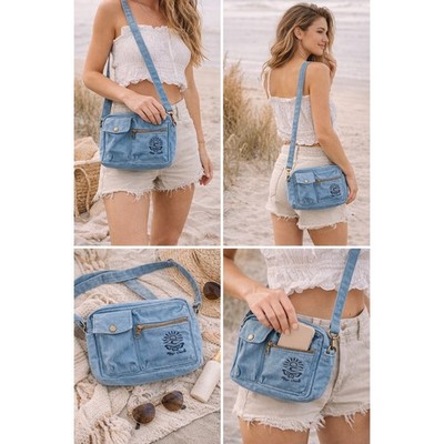 Surf Inspired Summer Coconut Girl Rip Curl Cruisin Utility Bag Denim Crossbody