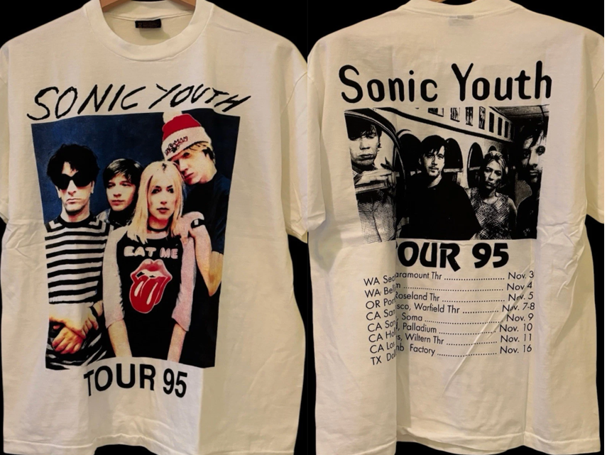 Vintage SONIC YOUTH 1995 Tour Concert Punk band white color 2 side