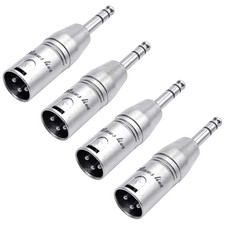 Silver Male to Male XLR to 1/4" TRS Adapter, Balanced XLR to Quarter Inch TRS