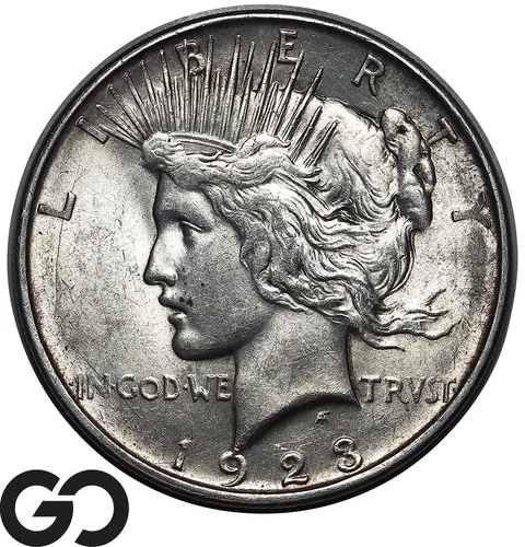 1923-D Peace Dollar, Choice BU++ Semi-Better Date