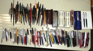 Vintage lot of ball pens dip pens rollerball pens fountain pens and pencils
