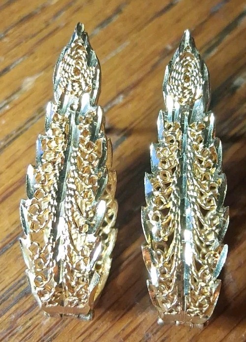 14K Yellow Gold Earrings Jewelry Ornate Intricate Filigree Hoops Vtg 5.6 Grams