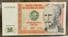 Peru 50 Intis 1987 Pick #131b Uncirculated