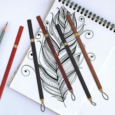 5Pcs Wooden Eternal Pencils Reusable for Writing and Sketching Multi Color