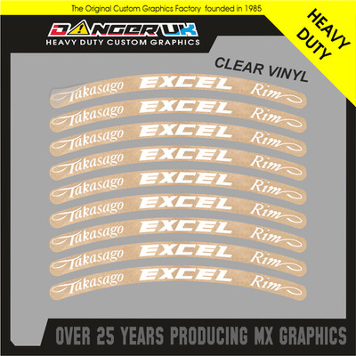 MOTOCROSS MX EXCEL TAKASAGO KLARE FELGENAUFKLEBER AUFKLEBER VERSCHIEDENE GRÖSSEN & FARBEN