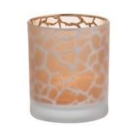 Inna-Glas Votivglas Senga, Giraffenmuster, Matt-Gold, 12,5Cm, Ø10Cm