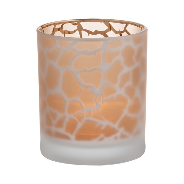 Inna-Glas Votivglas Senga, Giraffenmuster, Matt-Gold, 12,5Cm, Ø10Cm-image