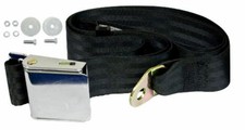 Black Universal 72 Lap Seat Belt W Hardware Chrome Latch Hot Rod Classic