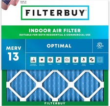 Filterbuy 12x12x1 Pleated Air Filters, Replacement for HVAC AC Furnace MERV 13 