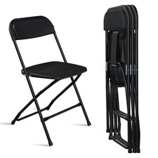 New 4PCS Commercial Black Plastic Folding Chairs Stackable Wedding Picnic Party