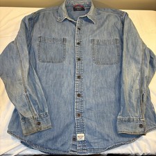 Vintage Levi Strauss Signature Men  s XL Blue Stonewash Denim Shirt Button Down
